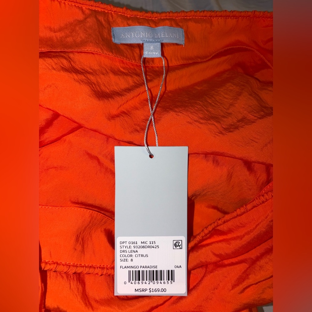 ANTONIO MELANI One-Shoulder Orange Dress NWT - Picture 4 of 8